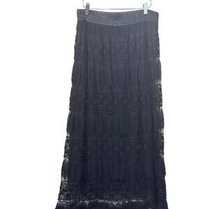 Black lace maxi skirt, whimsigoth, mystical,‎ romantic, renaissance, bohemian